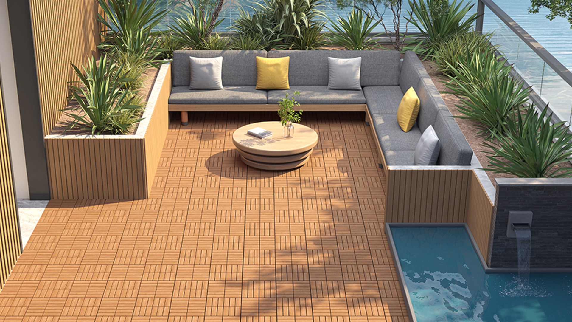 Amazon.com: Yaheetech 27pcs Acacia Wood,Interlocking Deck Tiles